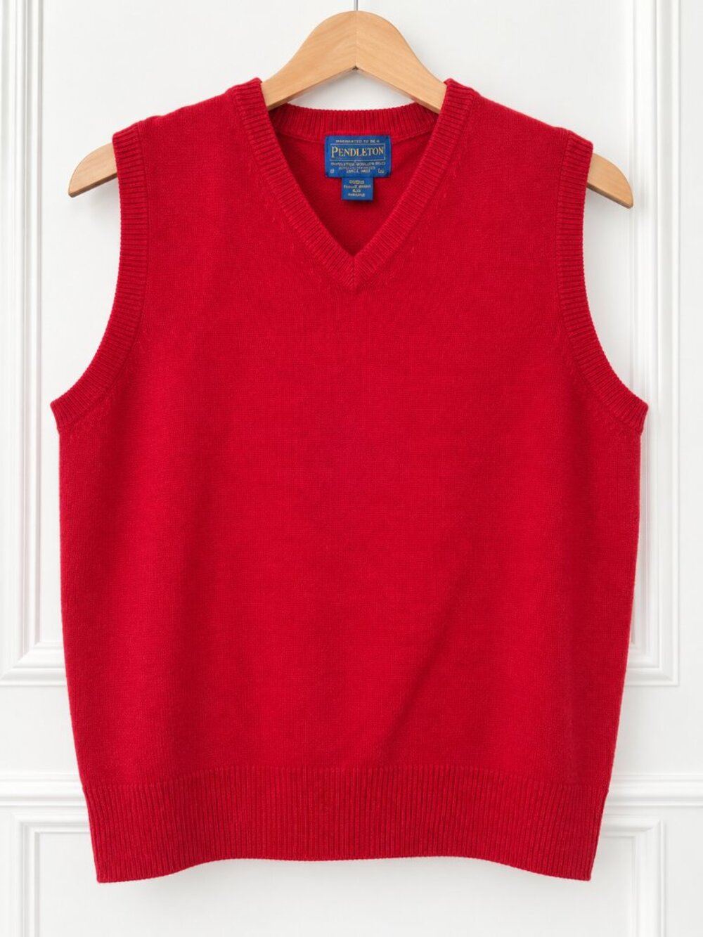 Pendleton Red 100% Lambswool V-Neck Sweater Vest Size L